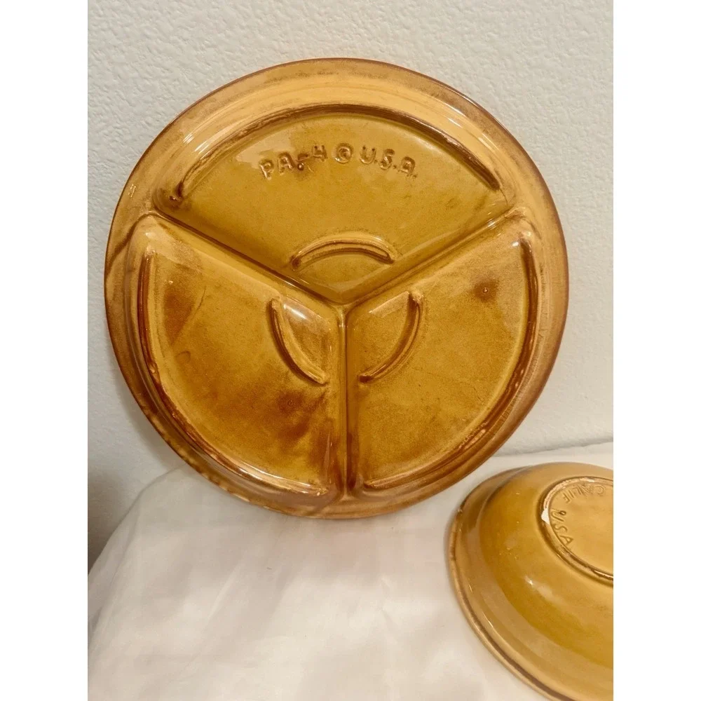 Vintage California Originals Pottery Calif‎ USA PA3 PA4 Divided Serving Dish MCM